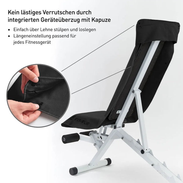 Fitnesshandtuch Mikrofaser mit Reissverschlusstasche 130x48cm Schwarz von Fit-Flip