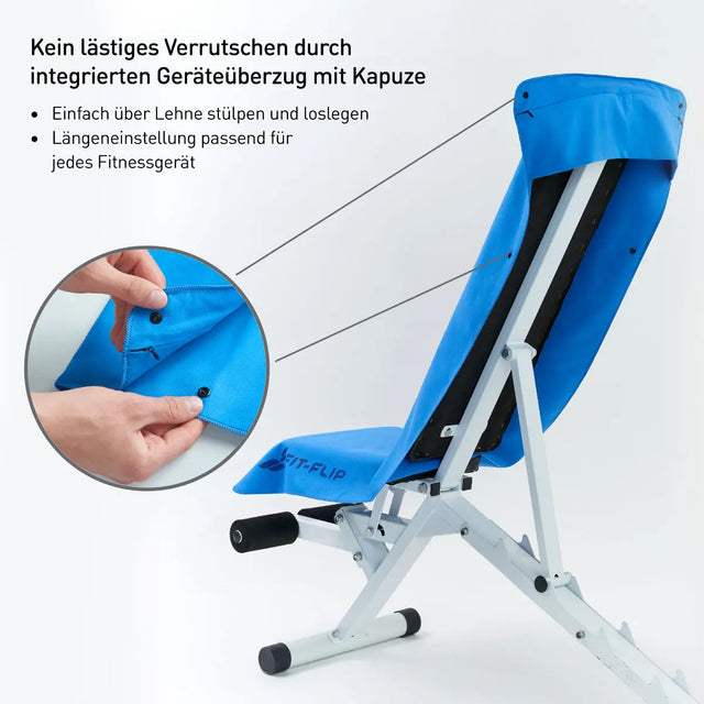 Fitnesshandtuch Mikrofaser mit Reissverschlusstasche 130x48cm Blau von Fit-Flip