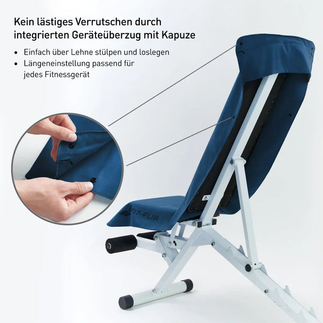 Fitnesshandtuch Mikrofaser mit Reissverschlusstasche 130x48cm Marineblau von Fit-Flip