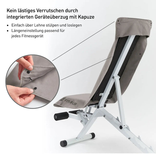 Fitnesshandtuch Mikrofaser mit Reissverschlusstasche 130x48cm Grau von Fit-Flip
