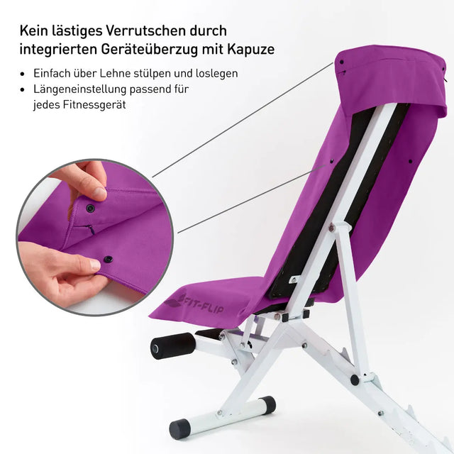 Fitnesshandtuch Mikrofaser mit Reissverschlusstasche 130x48cm Violett von Fit-Flip