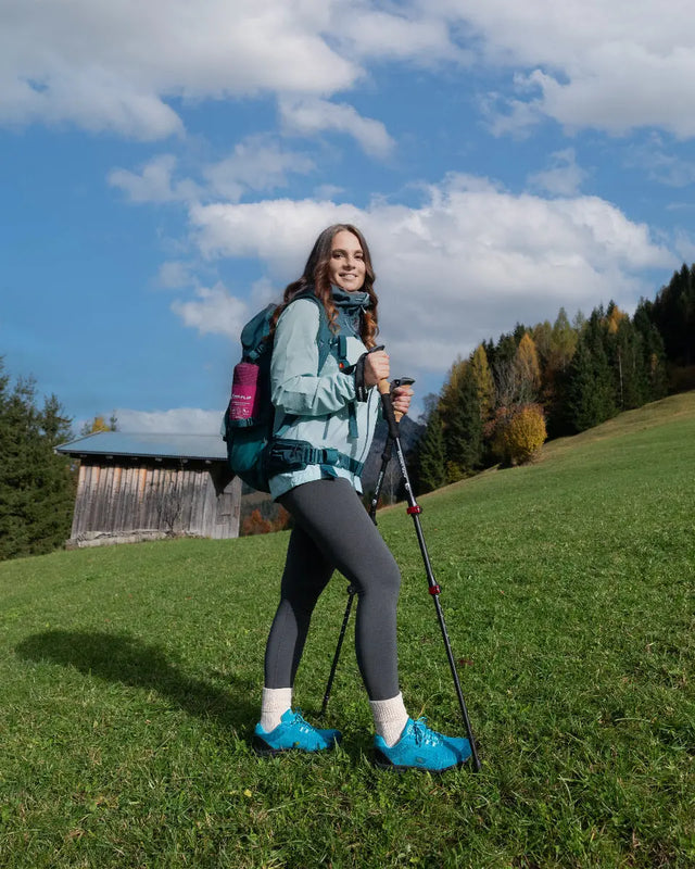 Hüttenschlafsack Baumwolle ultraleicht mit Kissenfach 90x220cm beere von Fit-Flip