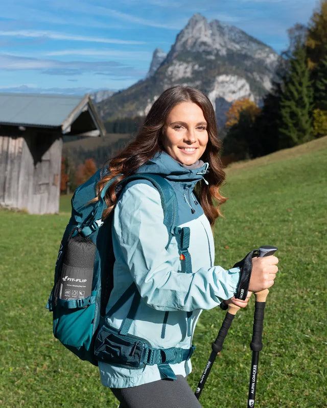 Hüttenschlafsack Baumwolle ultraleicht mit Kissenfach 90x220cm dunkelgrau von Fit-Flip