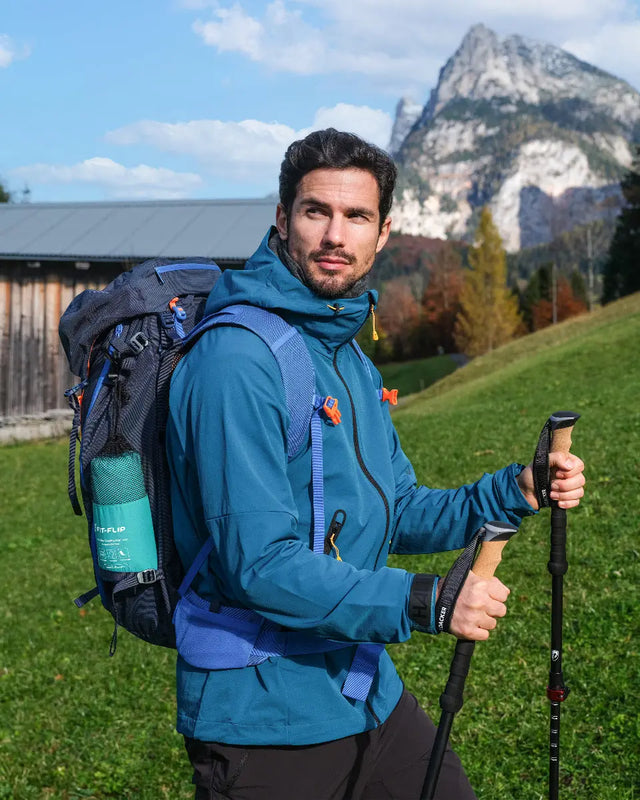 Hüttenschlafsack Baumwolle ultraleicht mit Kissenfach 90x220cm türkis von Fit-Flip