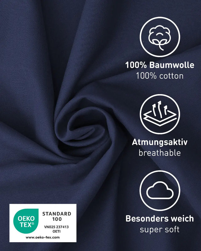 Hüttenschlafsack Baumwolle ultraleicht mit Kissenfach 90x220cm marine von Fit-Flip