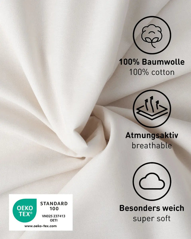 Hüttenschlafsack Baumwolle ultraleicht mit Kissenfach 90x220cm Weiss von Fit-Flip