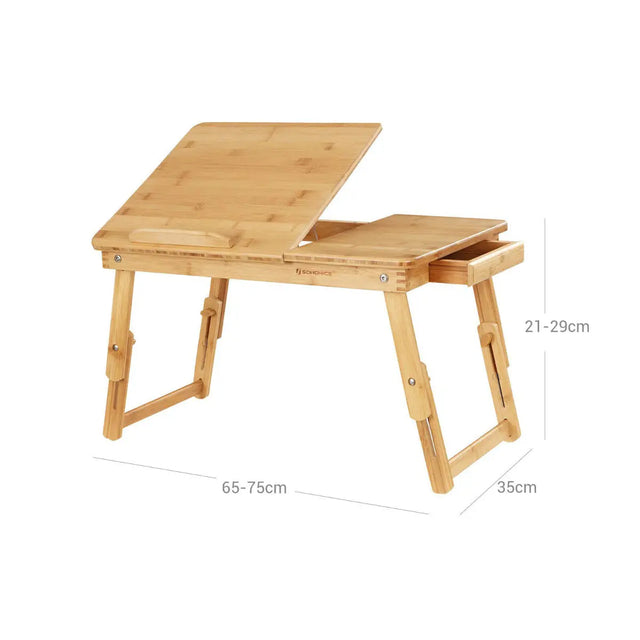 Laptopständer Notebooktisch Klappbar Höhenverstellbar Bambus von Songmics