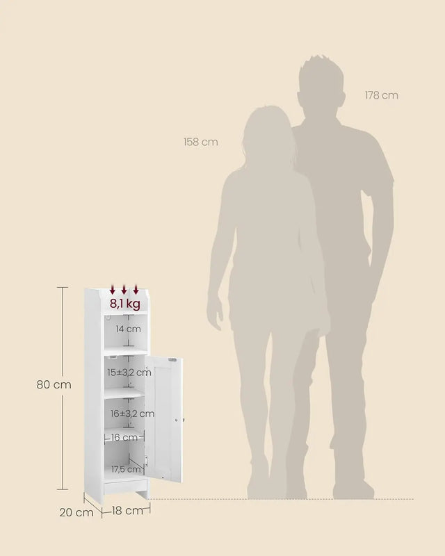 Toilettenschrank Badregal platzsparend verstellbar weiss von Songmics