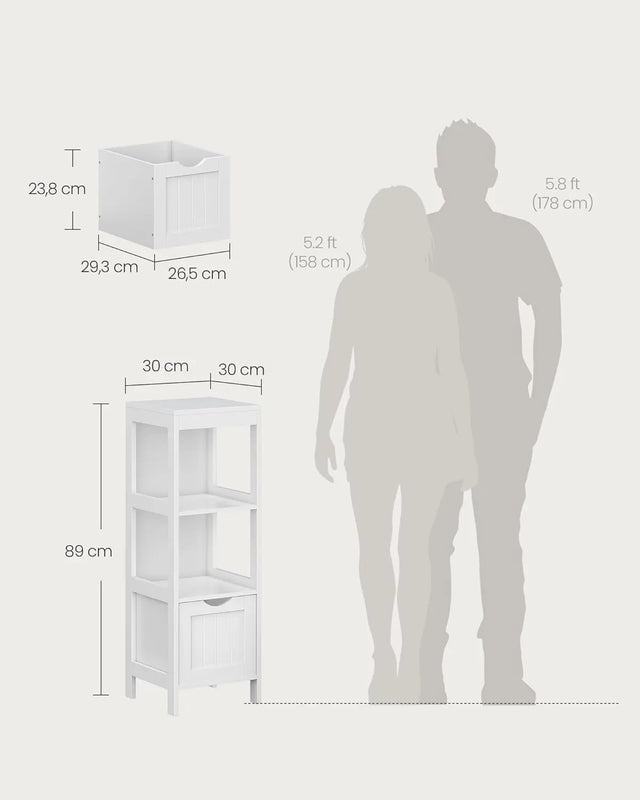 Badkommode Holzregal 4 Etagen Weiss von Songmics