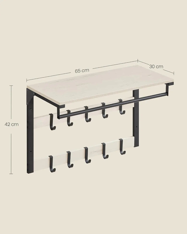 Wandgarderobe mit Ablage vintageweiss-schwarz von Songmics