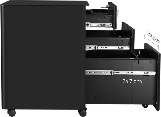 Rollcontainer Büroschrank abschliessbar Schubladen schwarz von Songmics