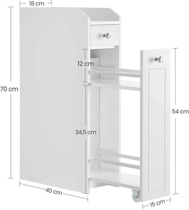 Badezimmerschrank schmal mit Schubladen weiss von Songmics