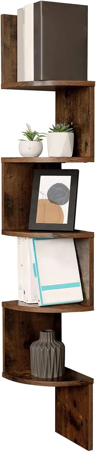 Eckregal Wandregal 5 Ebenen vintagebraun von Songmics
