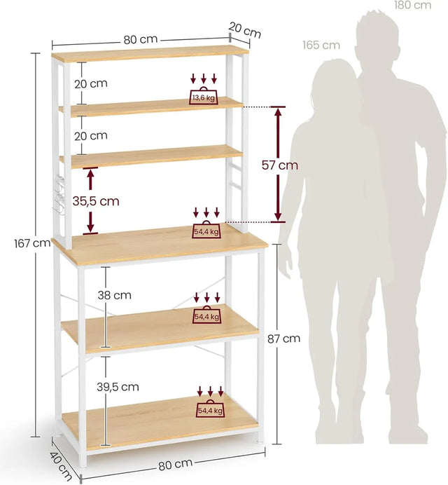 Küchenregal mit 6 Ablagen Goldeichenfarben von guteszeug.ch