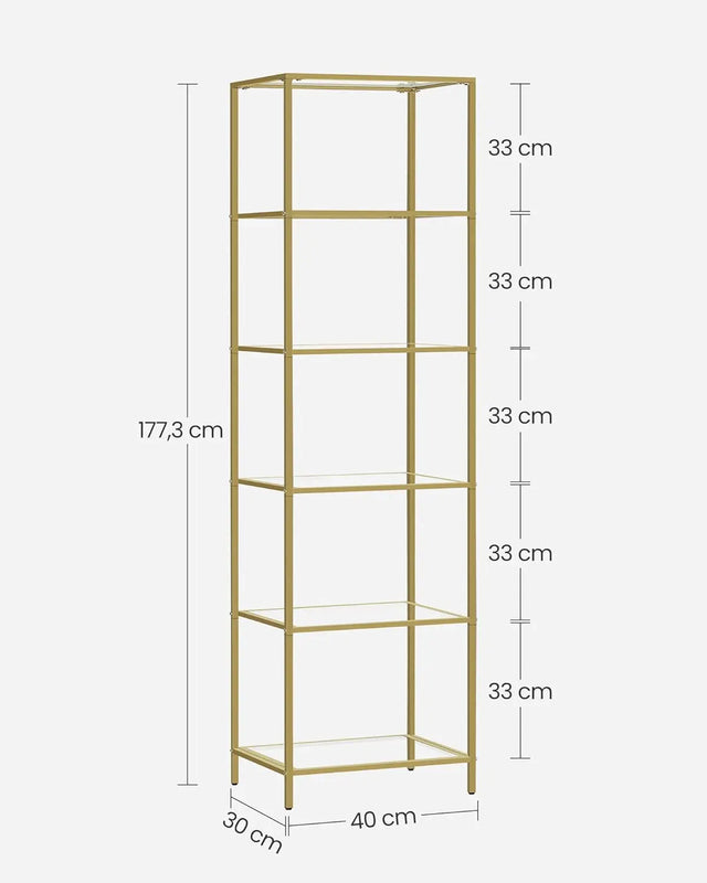Regal mit 6 Ablagen Goldfarben von Songmics