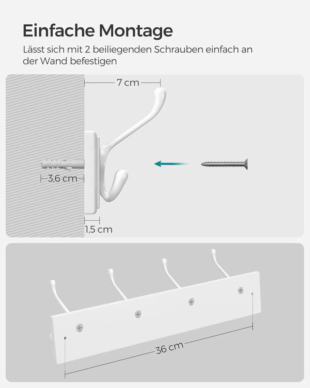 Wandgarderobe Hakenleiste Metall Flur Wolkenweiss von Songmics