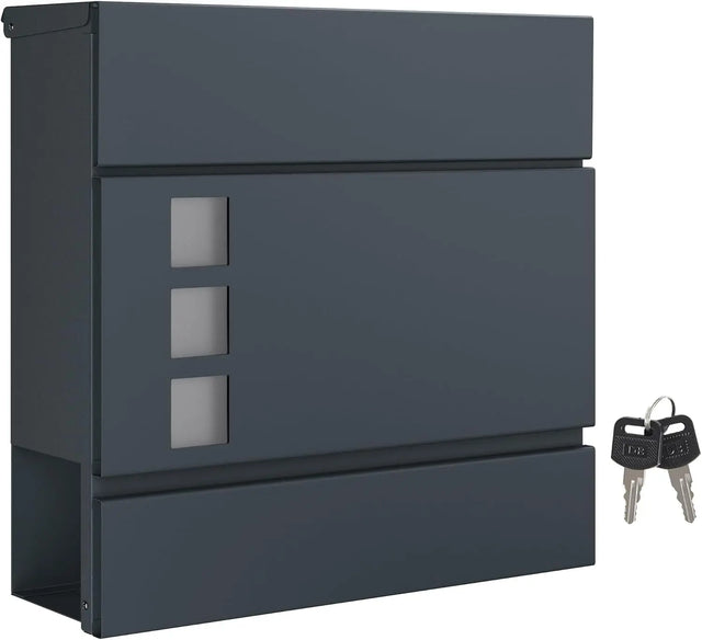 Briefkasten XXL mit Zeitungsfach abschliessbar Anthrazit von Songmics