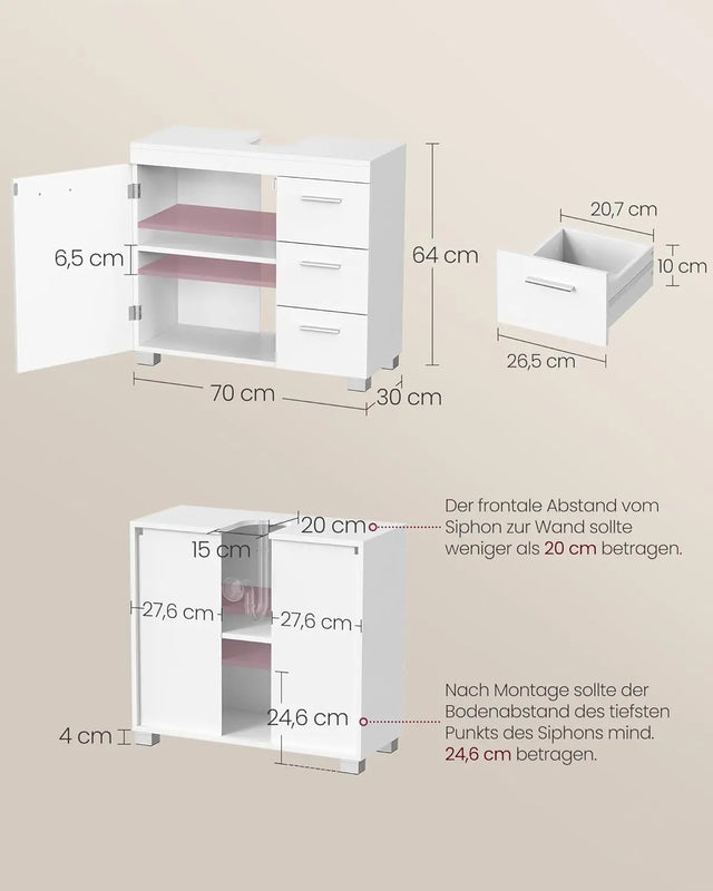 Waschbeckenunterschrank mit Schubladen wolkenweiss von Songmics
