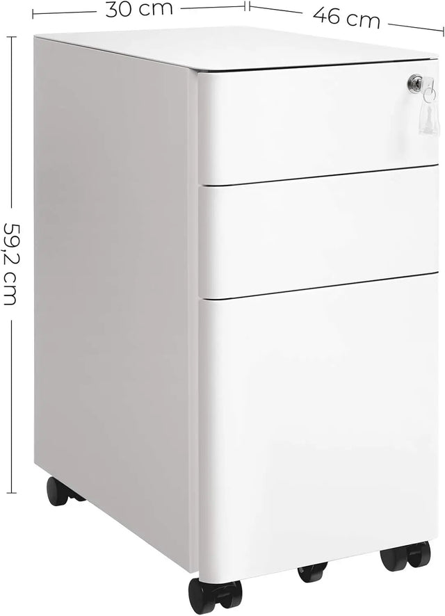 Rollcontainer Büroschrank abschliessbar Schubladen weiss von Songmics