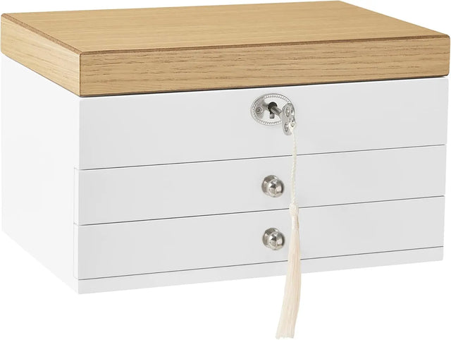 Schmuckkästchen mit Spiegel und Schubladen Weiss von Songmics