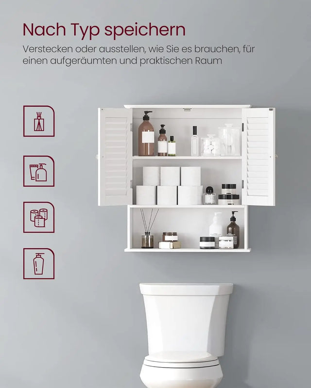 Badezimmerschrank mit Lamellentüren, weiss von Songmics
