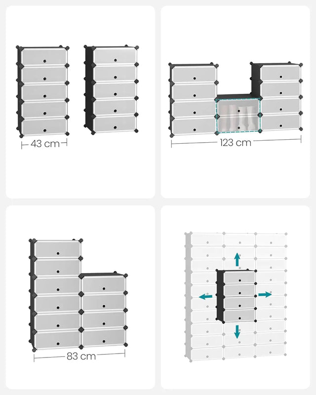 Schuhregal Steckregal DIY-Regal mit Tür Schwarz von Songmics