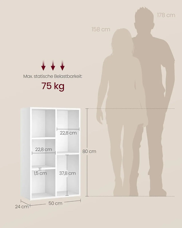 Bücherregal mit 5 Fächern Weiss von Songmics