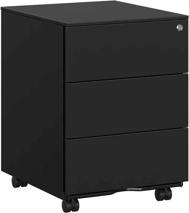 Rollcontainer abschliessbar Büro tintenschwarz von Songmics