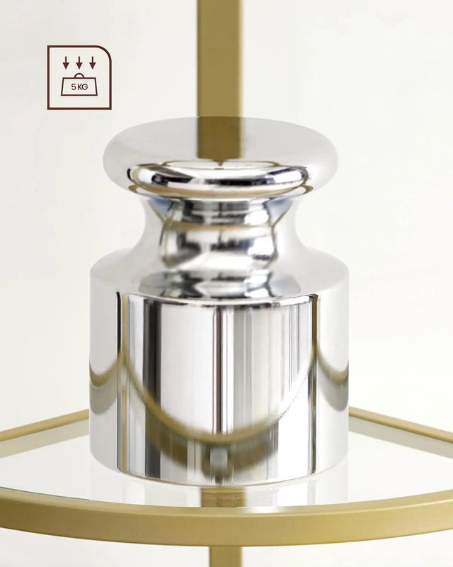 Eckregal 5 Ebenen Glasregal Gold von Songmics