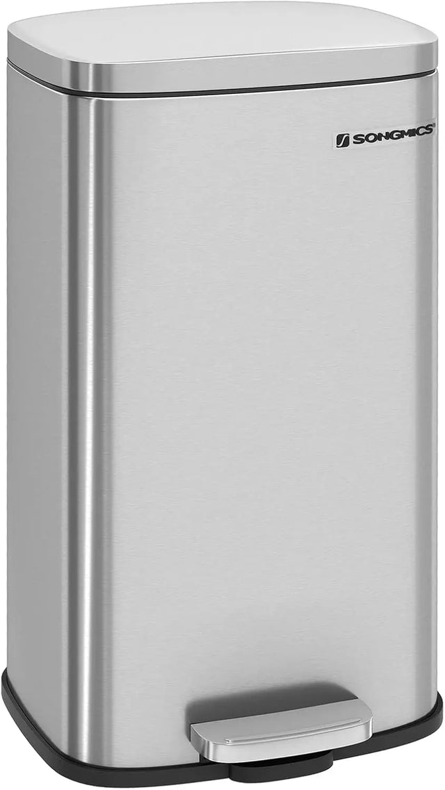 Mülleimer Küche 30L Softclose silbern von Songmics