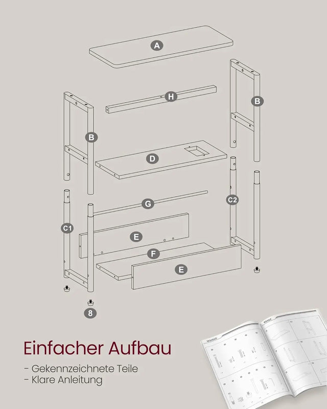 Beistelltisch mit Ladefunktion Greige-Schwarz von Songmics