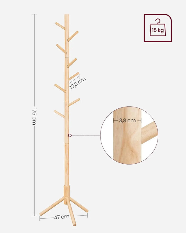 Garderobenständer Massivholz Baumform Naturfarben von Songmics
