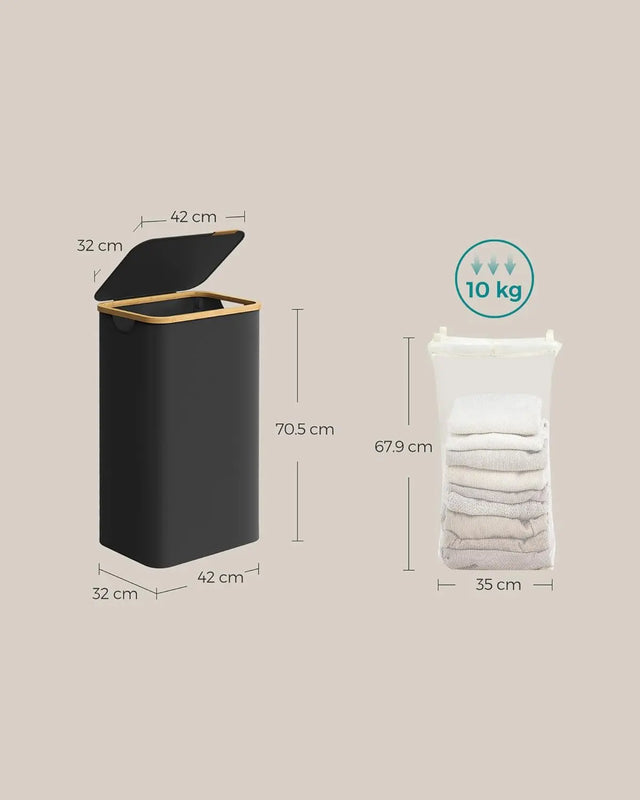 Wäschekorb zusammenklappbar mit Deckel tintenschwarz von Songmics