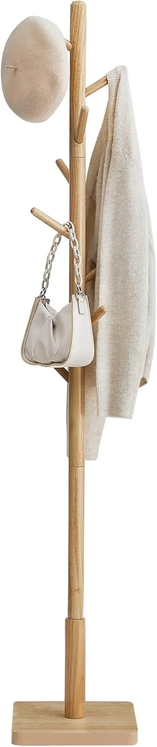 Garderobenständer Massivholz Baumform Naturbeige von Songmics