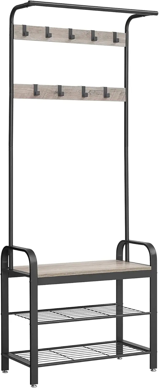 Garderobenständer mit Schuhbank Industrie-Design Greige von Songmics