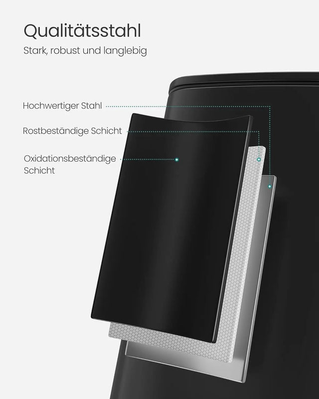 Mülleimer Küche 30L Stahl Tintenschwarz von Songmics