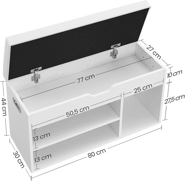 Schuhbank mit Stauraum gepolstert wolkenweiss von guteszeug.ch