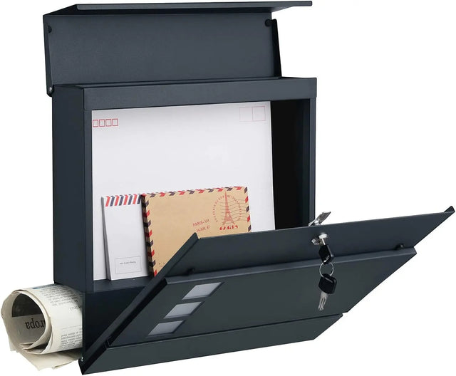 Briefkasten XXL mit Zeitungsfach abschliessbar Anthrazit von Songmics