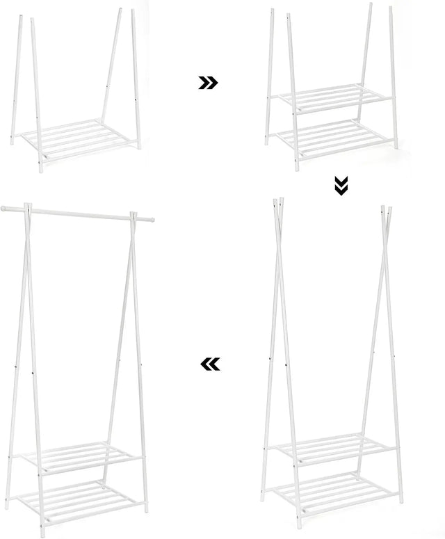 Kleiderständer mit Ablagen Metallgestell Cremeweiss von Songmics