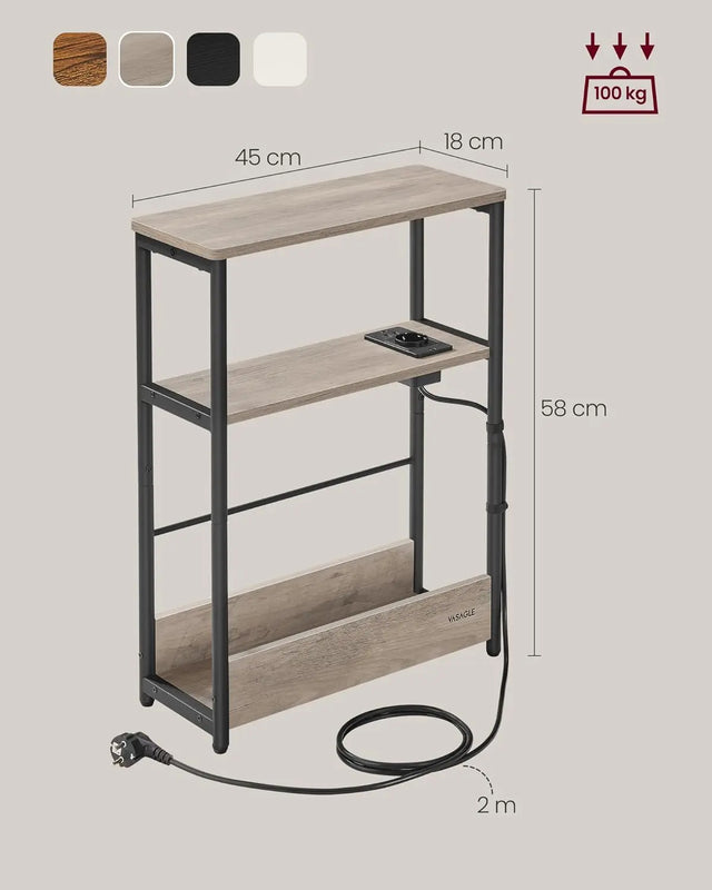 Beistelltisch mit Ladefunktion Greige-Schwarz von Songmics