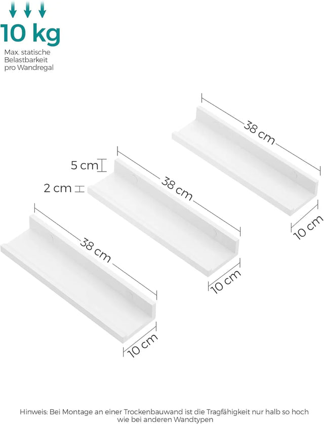 Wandregal Set für Wohnzimmer mattweiss von Songmics