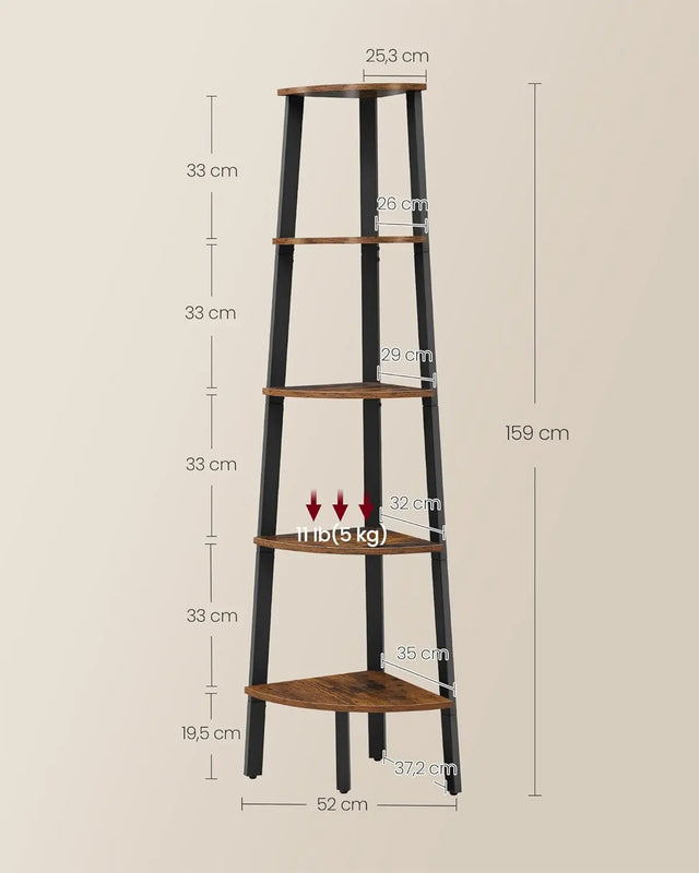 Eckregal im Industrial-Design vintagebraun-schwarz von Songmics