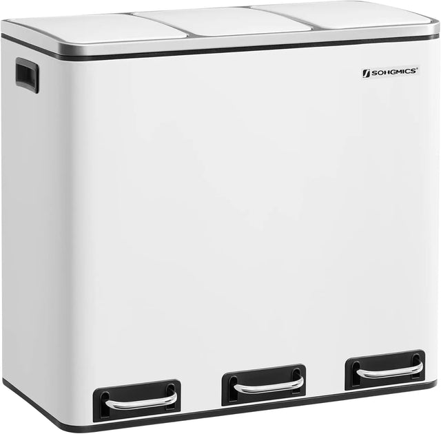 Mülleimer Küche Mülltrennsystem 3 Fächer Wolkenweiss von Songmics