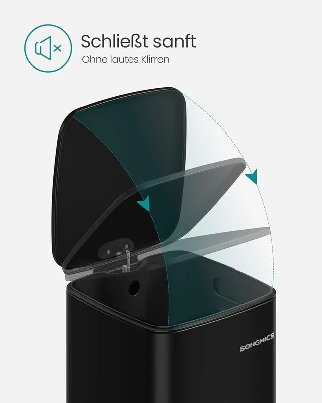 Mülleimer Küche 30L Stahl Tintenschwarz von Songmics