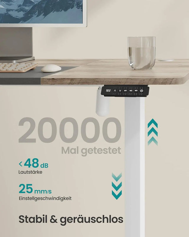 Schreibtisch elektrisch höhenverstellbar mit Memory Weiss von Songmics