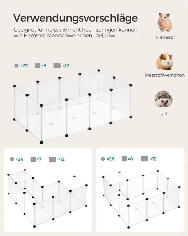 Freigehege Kunststoff für Kleintiere Weiss von Songmics