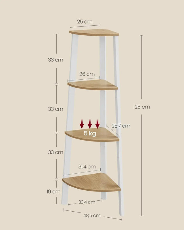 Eckregal Industrial-Design mit Stahlrahmen Natureichenfarben von Songmics