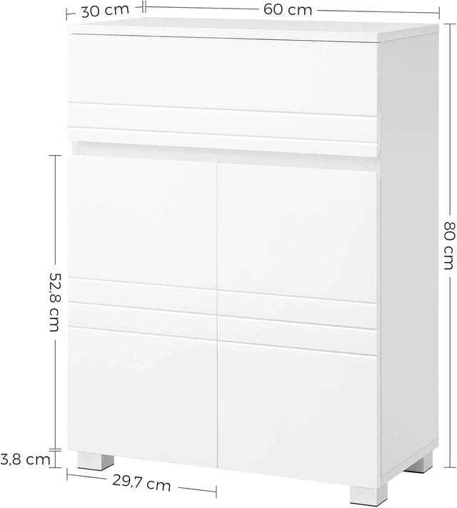 Badezimmerschrank mit Schublade verstellbar Weiss von Songmics