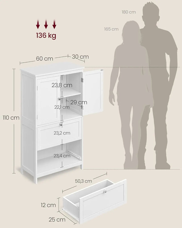 Badezimmerschrank mit Schubladen klassikweiss von Songmics