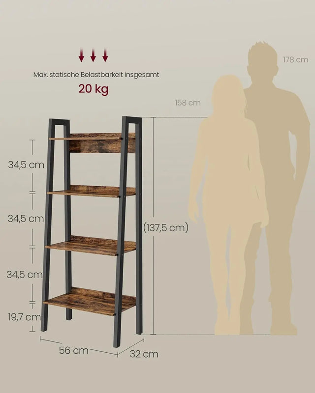 Bücherregal mit 4 Ebenen Industriestil Braun von Songmics